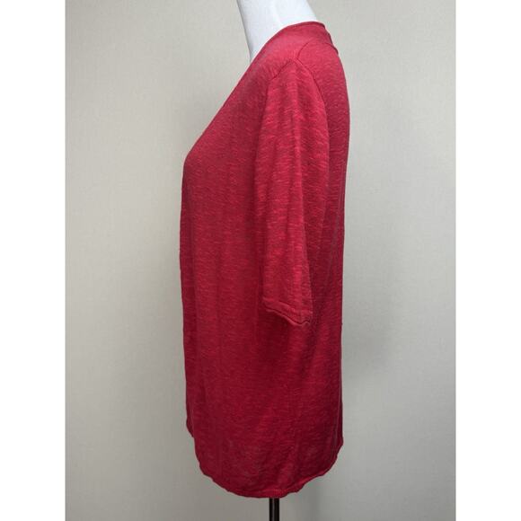 J. Jill Women's Cardigan Open Front Red Linen Cotton Blend S/S Lightweight M - Picture 5 of 11